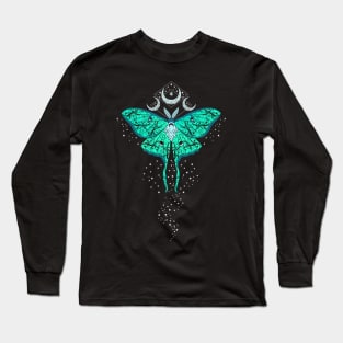 Celestial Magic Luna Moth in Teal Long Sleeve T-Shirt
